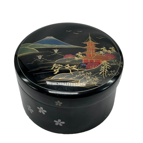 Vintage Aizu Lacquerware Coasters Set of 6 with Storage Box - Picture 3 of 4